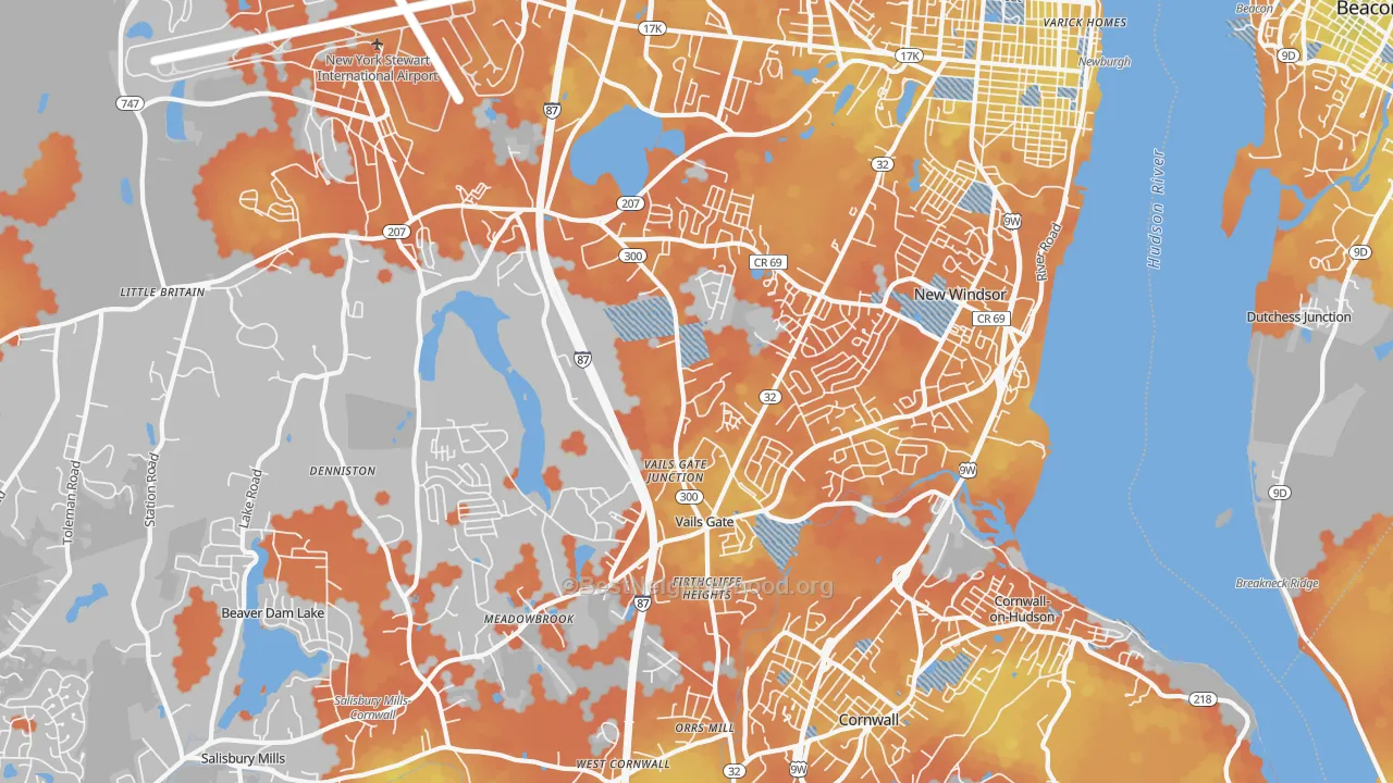 Bike Grade map of New Windsor, NY