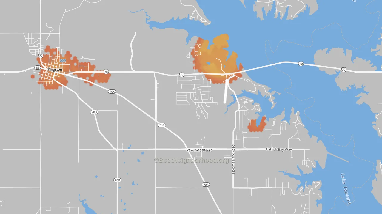 Bike Grade map of New Woodville, OK