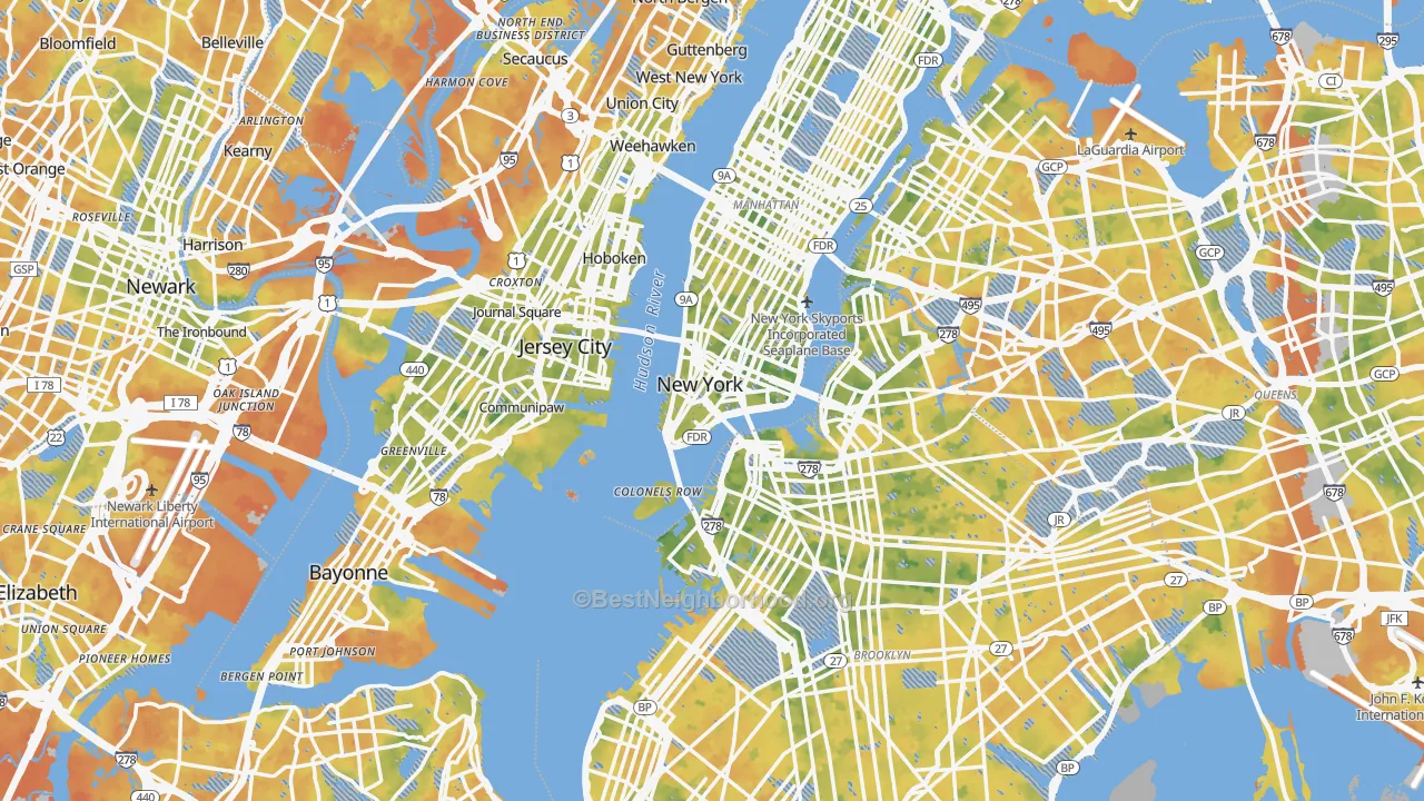 Bike Grade map of New York, NY