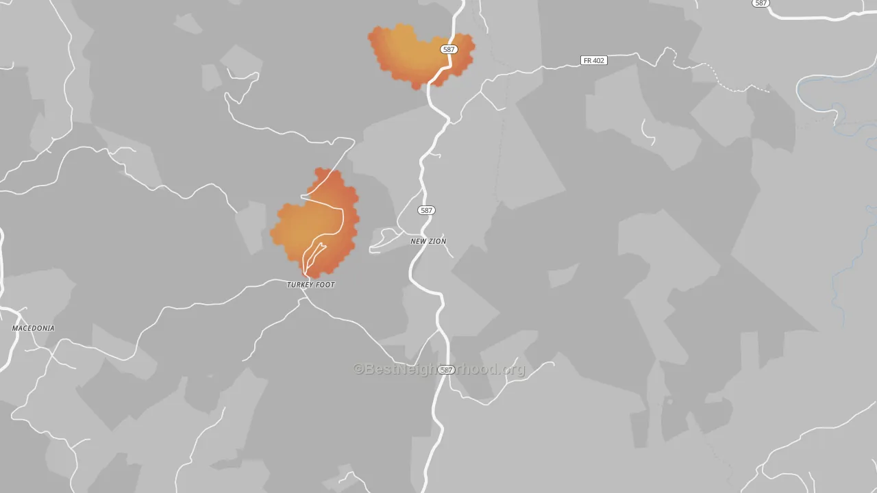 Bike Grade map of New Zion, KY