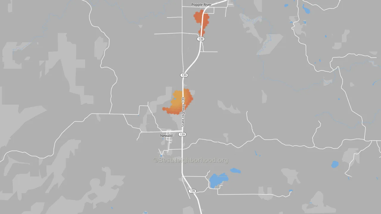 Bike Grade map of Newald, WI