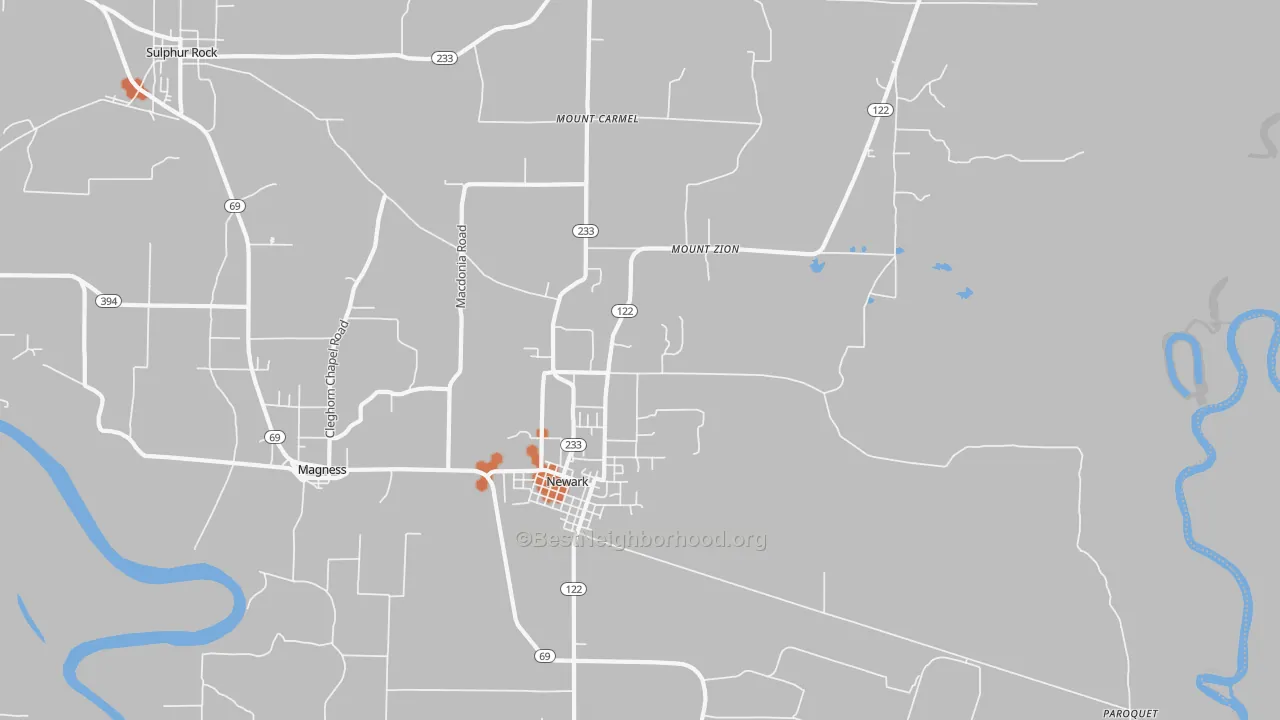 Bike Grade map of Newark, AR