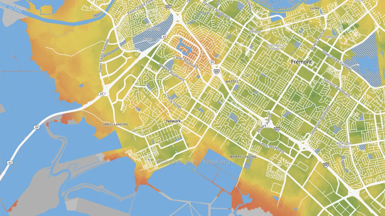 Bike Grade map of Newark, CA