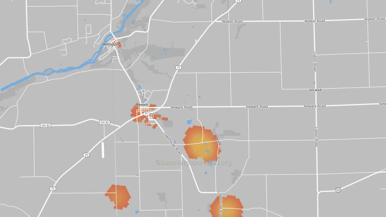 Bike Grade map of Newark, IL