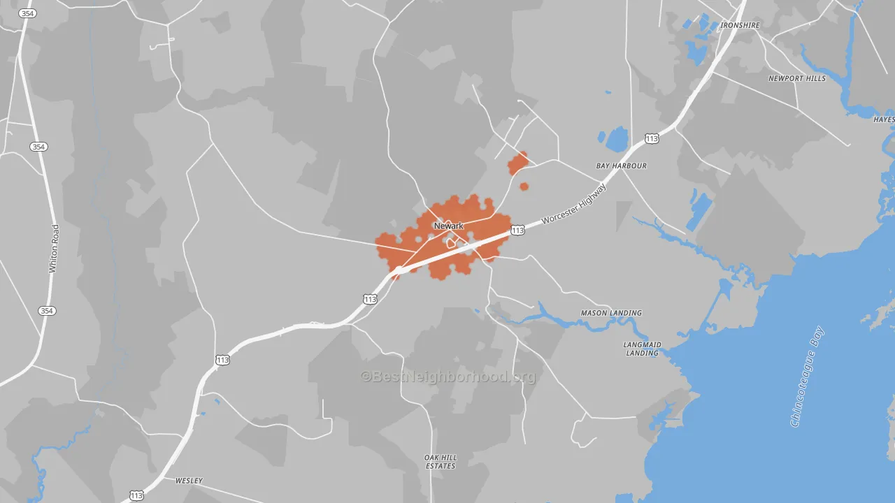 Bike Grade map of Newark, MD