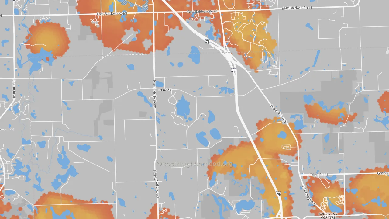 Bike Grade map of Newark, MI