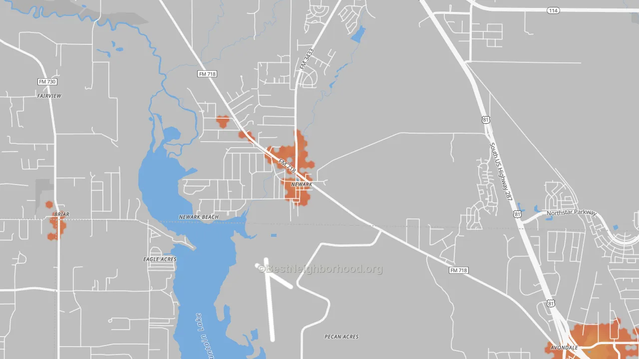 Bike Grade map of Newark, TX