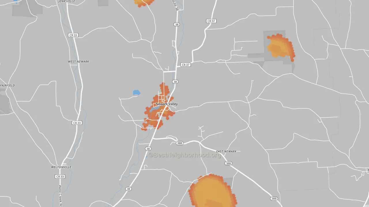 Bike Grade map of Newark Valley, NY