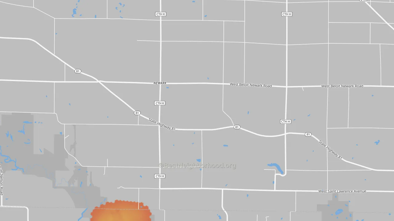 Bike Grade map of Newark, WI