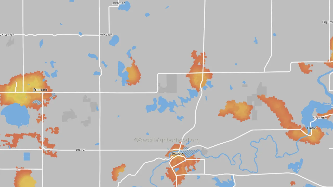 Bike Grade map of Newaygo County, MI