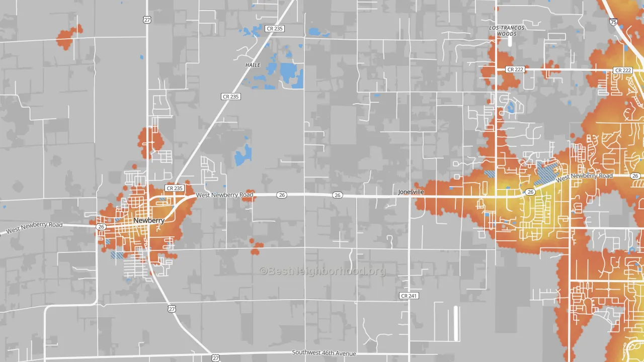 Bike Grade map of Newberry, FL