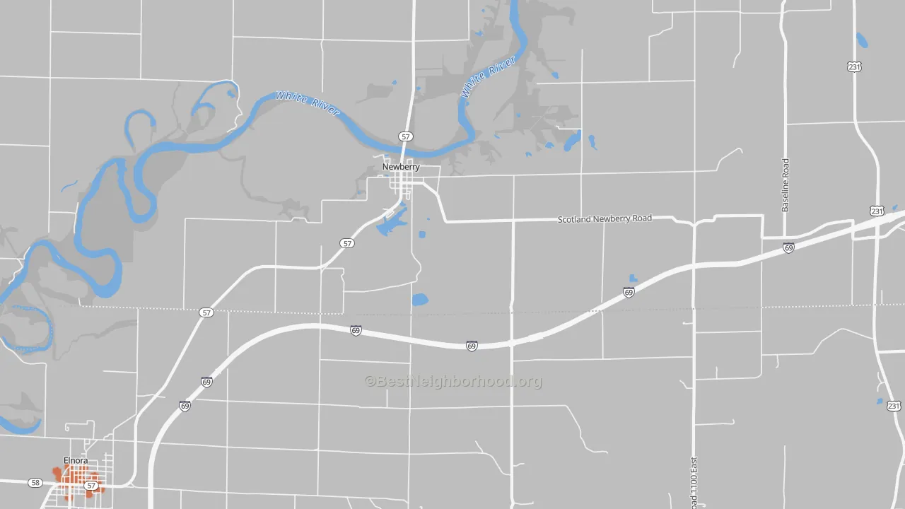 Bike Grade map of Newberry, IN