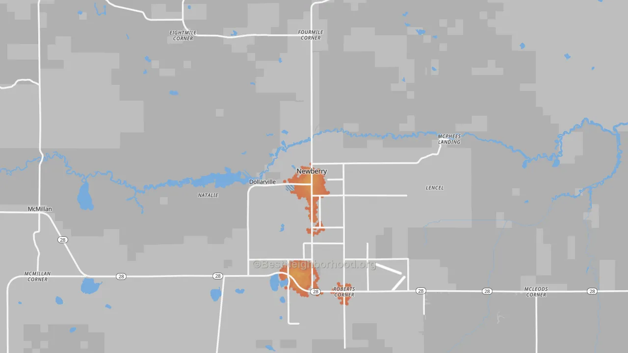 Bike Grade map of Newberry, MI