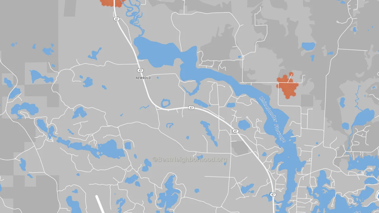 Bike Grade map of Newbold, WI