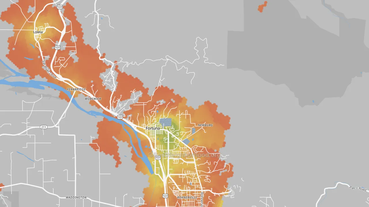 Bike Grade map of Newburg, CA