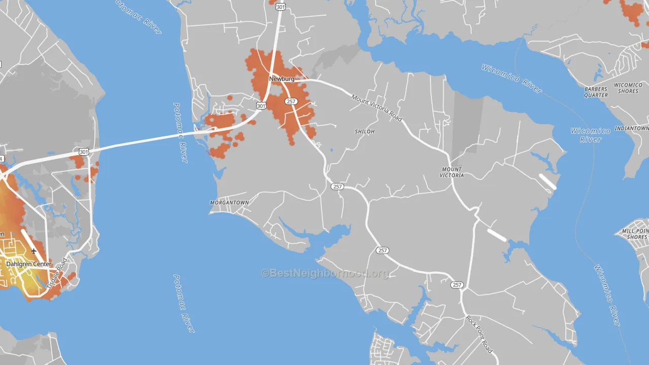 Bike Grade map of Newburg, MD