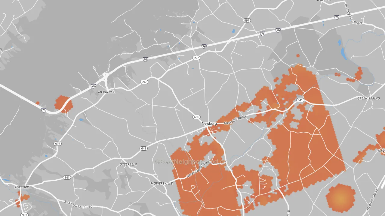 Bike Grade map of Newburg, PA