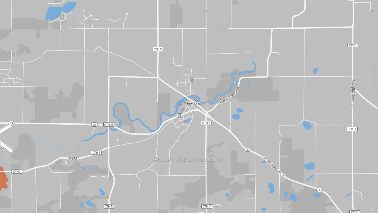 Bike Grade map of Newburg, WI