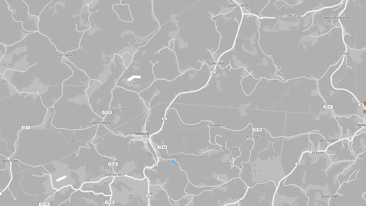 Bike Grade map of Newburg, WV