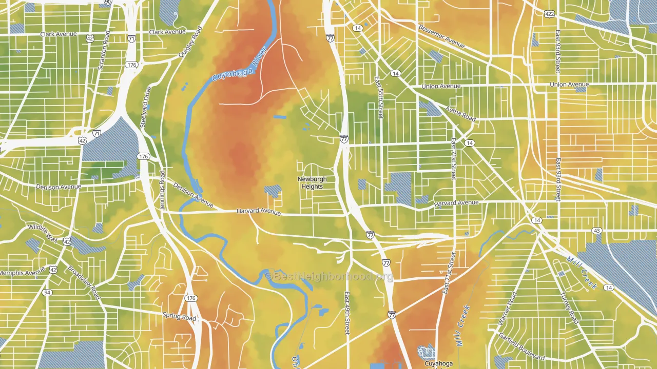 Bike Grade map of Newburgh Heights, OH