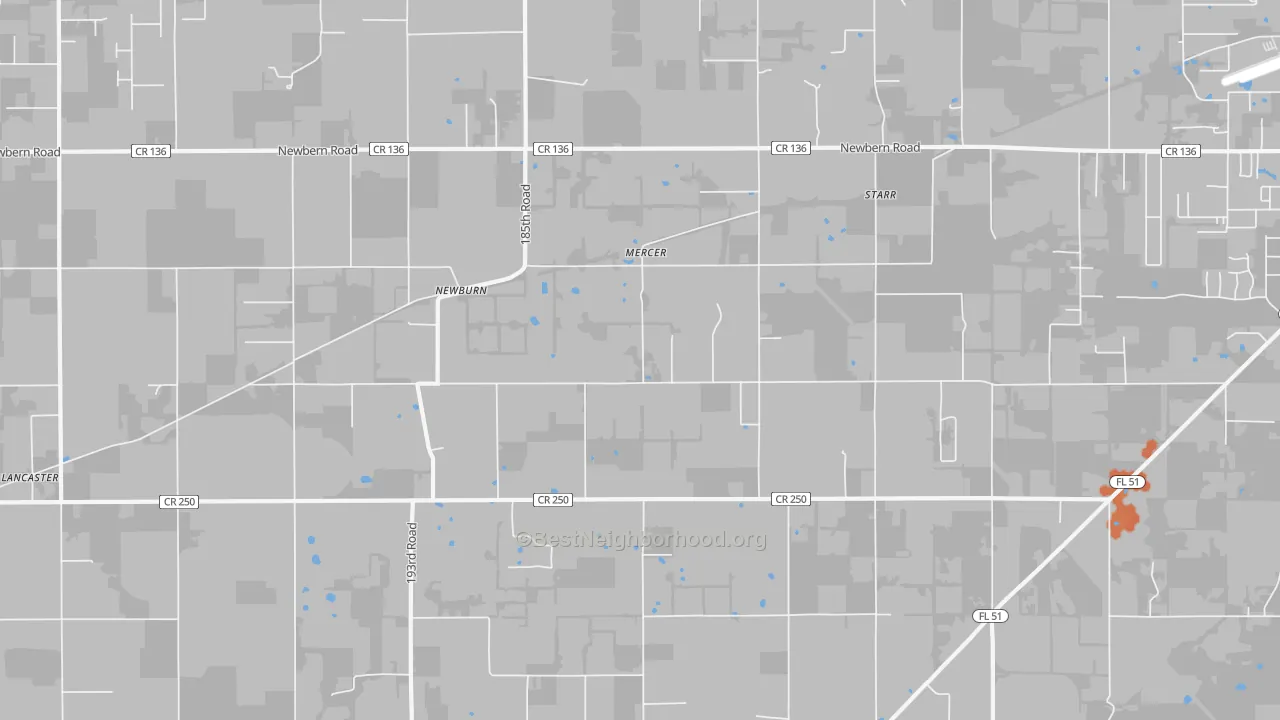 Bike Grade map of Newburn, FL