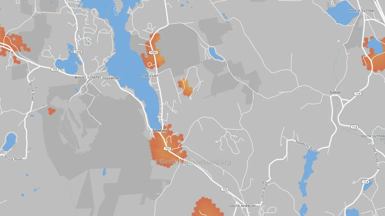 Bike Grade map of Newbury, NH