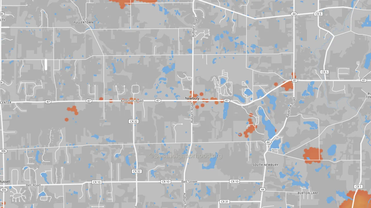 Bike Grade map of Newbury, OH