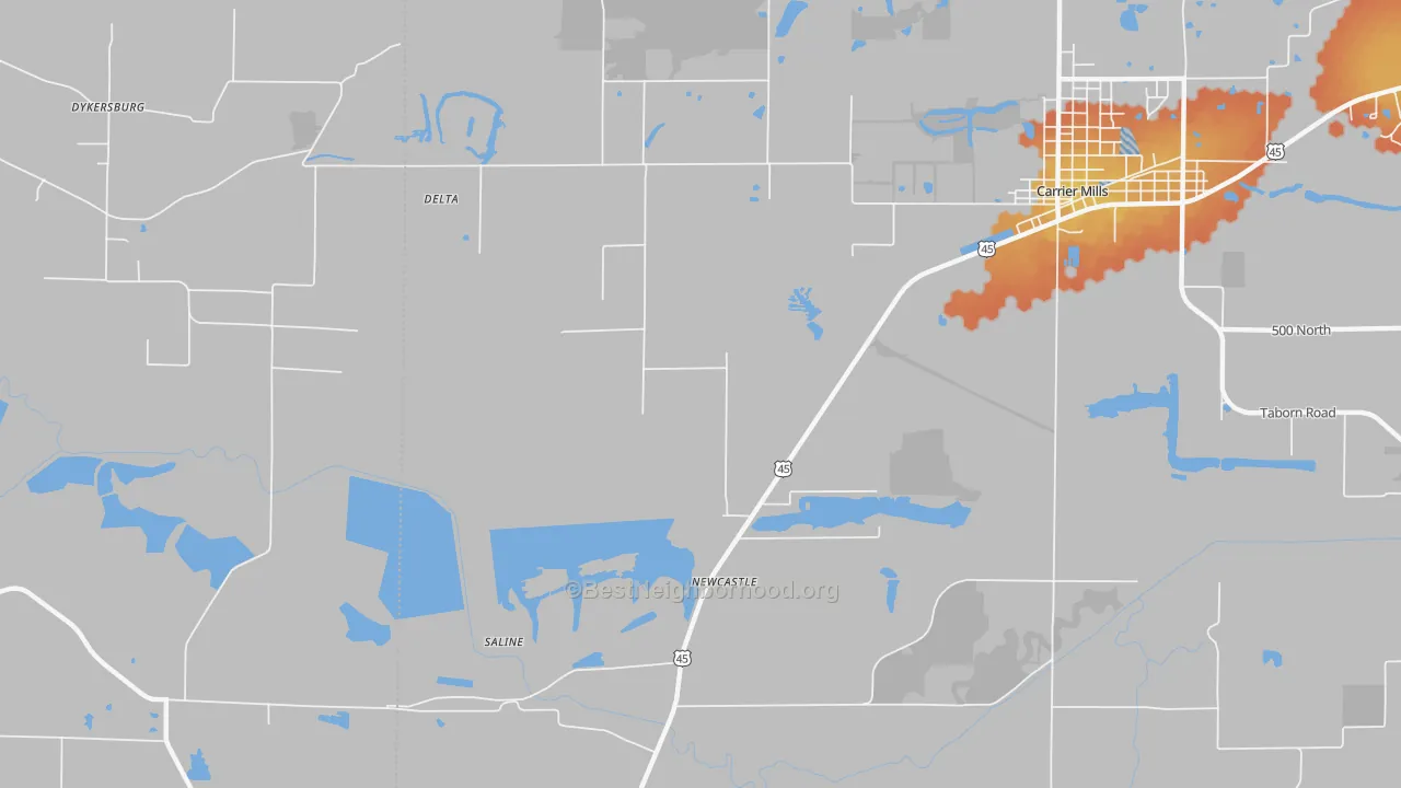 Bike Grade map of Newcastle, IL