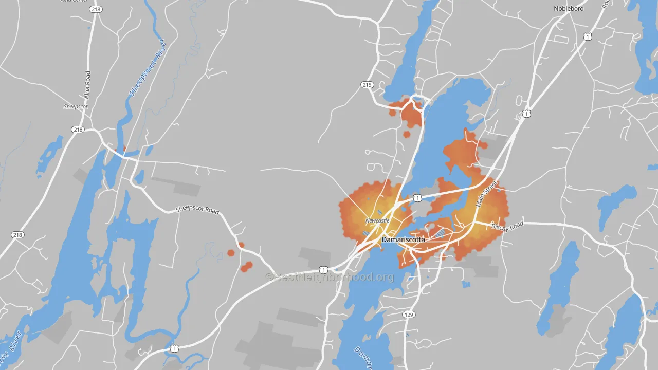 Bike Grade map of Newcastle, ME