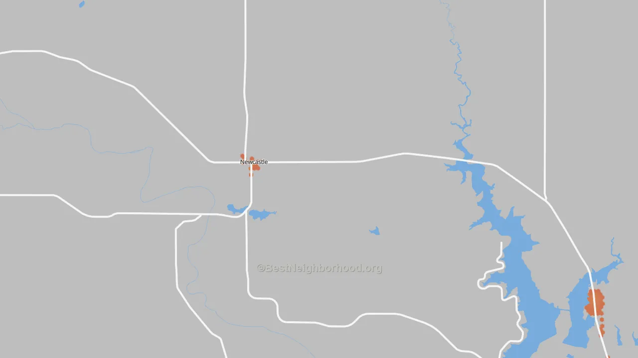 Bike Grade map of Newcastle, TX