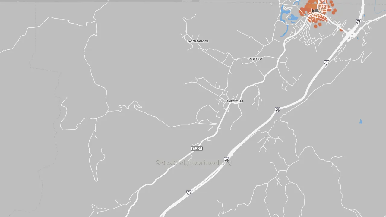 Bike Grade map of Newcomb, TN