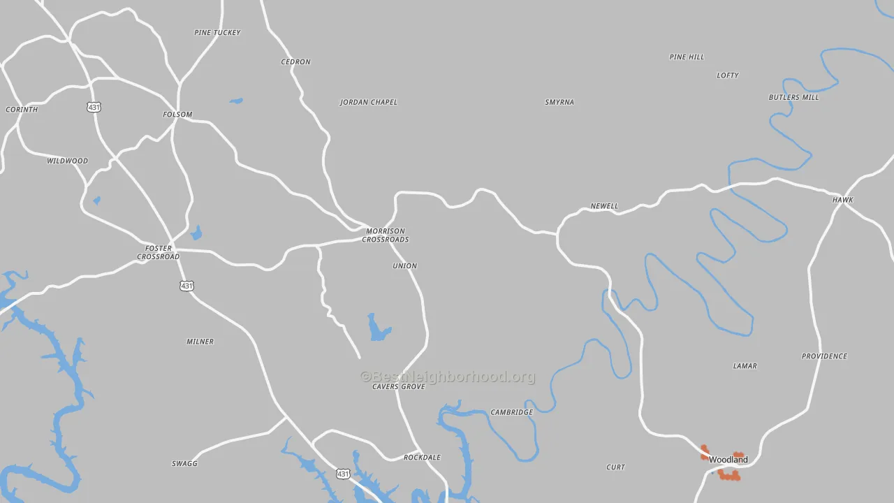 Bike Grade map of Newell, AL
