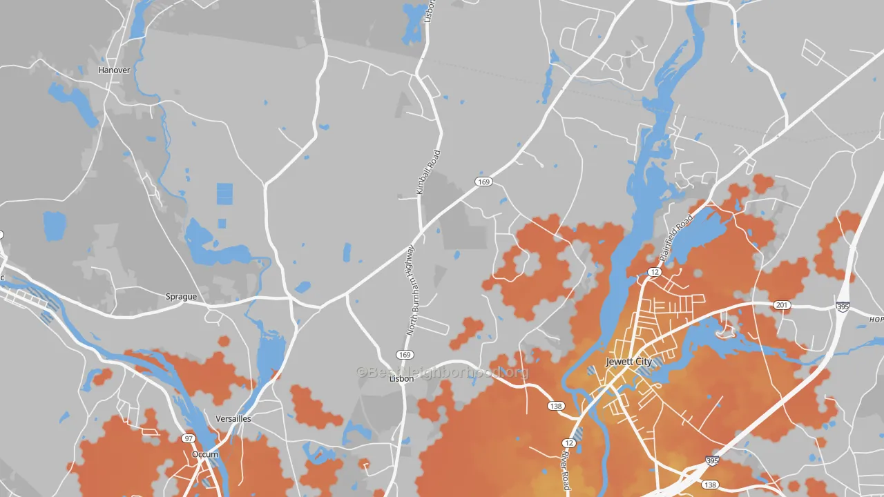 Bike Grade map of Newent, CT