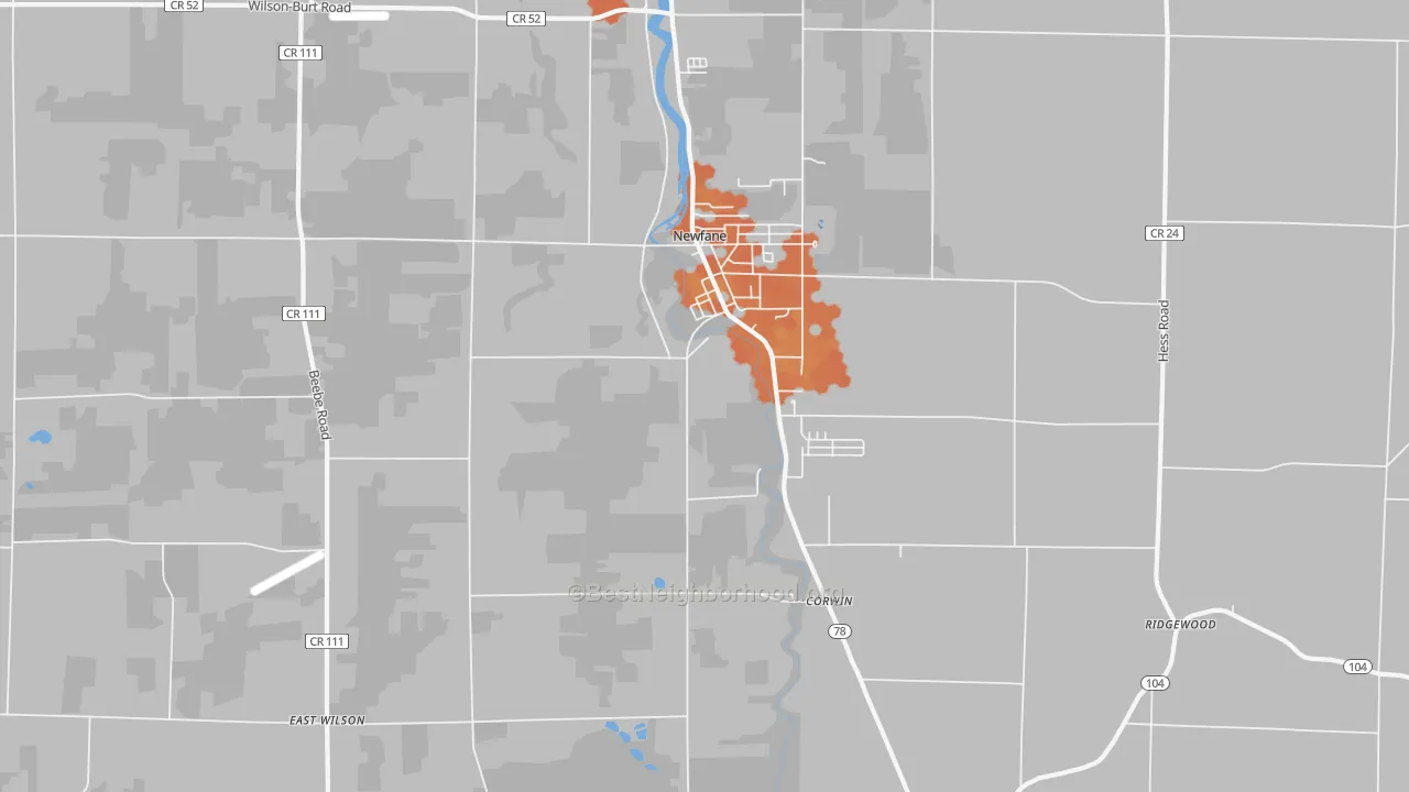 Bike Grade map of Newfane, NY