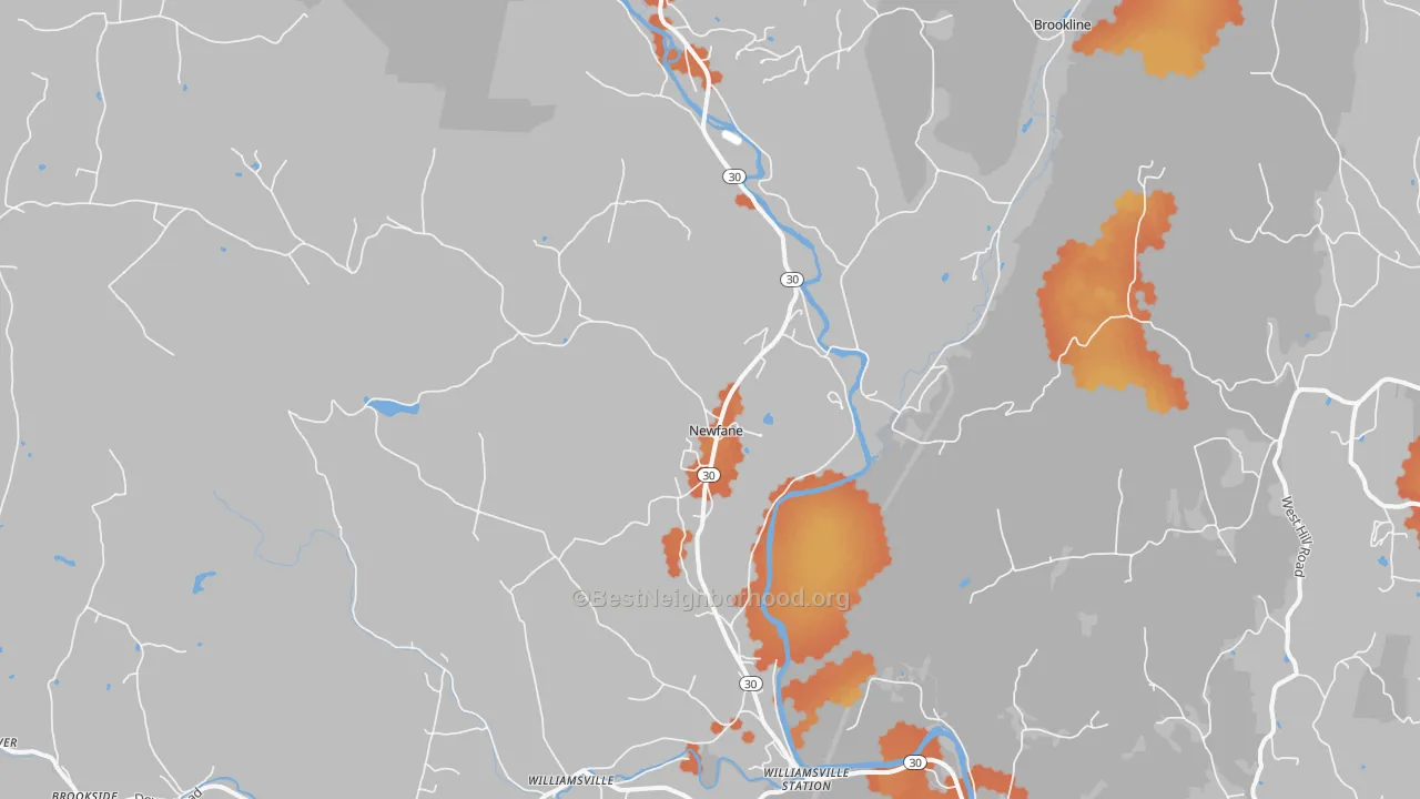 Bike Grade map of Newfane, VT