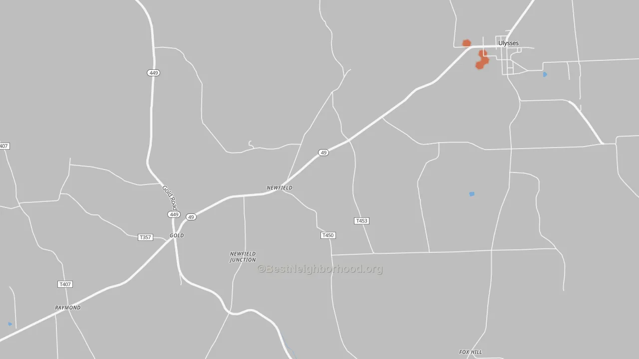 Bike Grade map of Newfield, PA