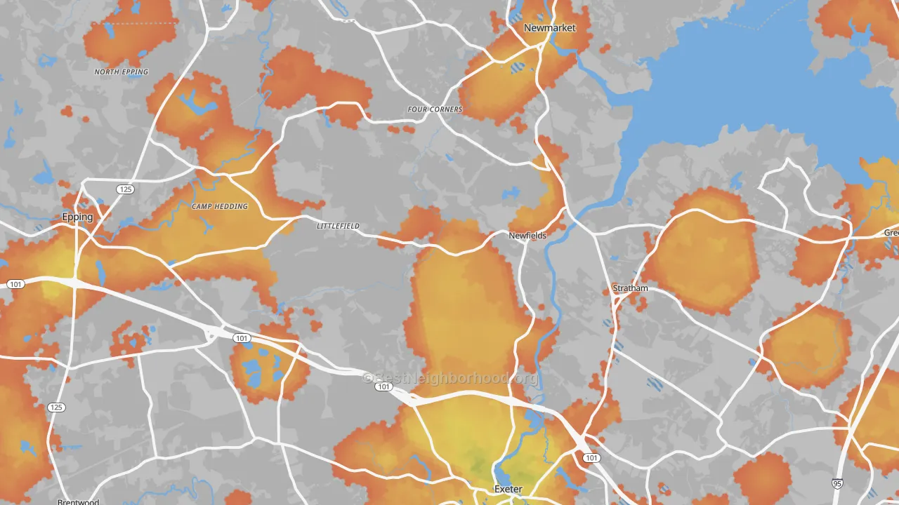 Bike Grade map of Newfields, NH