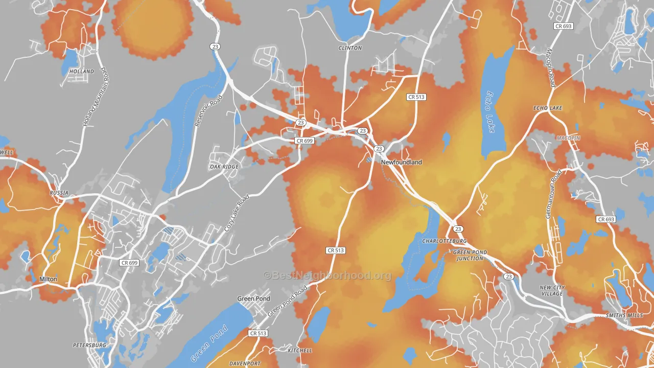 Bike Grade map of Newfoundland, NJ