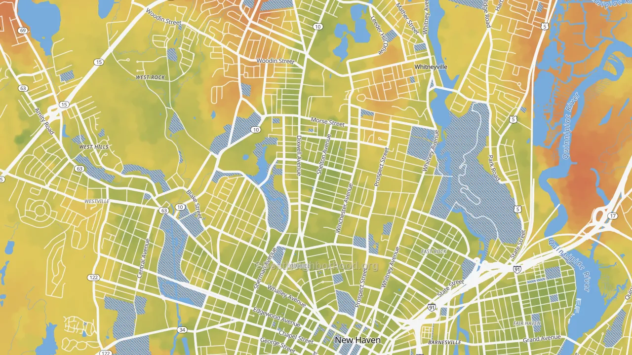 Bike Grade map of Newhallville, New Haven, CT