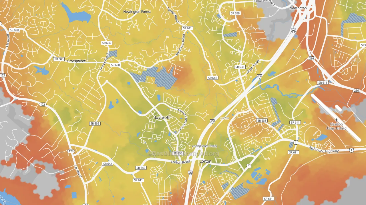Bike Grade map of Newington Forest, VA