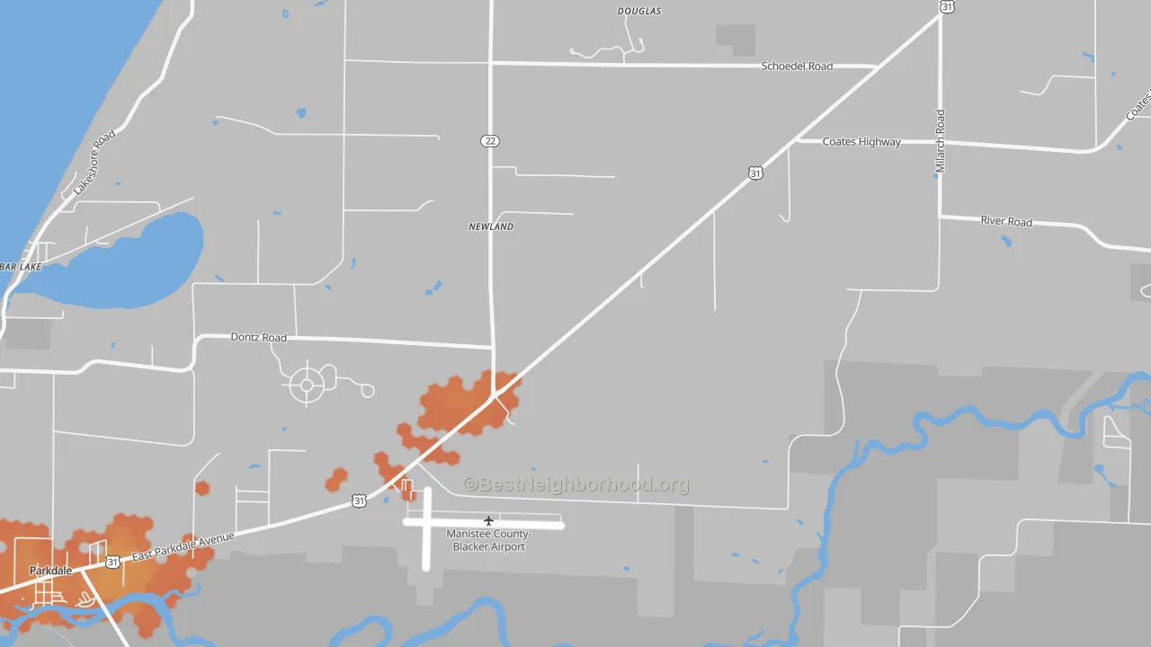 Bike Grade map of Newland, MI
