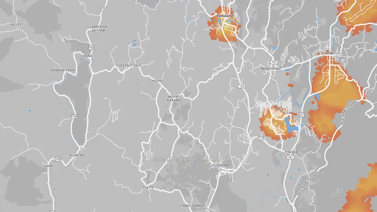 Bike Grade map of Newland, NC