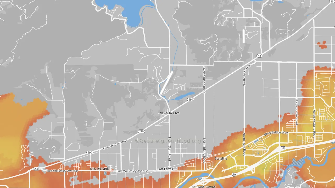 Bike Grade map of Newman Lake, WA