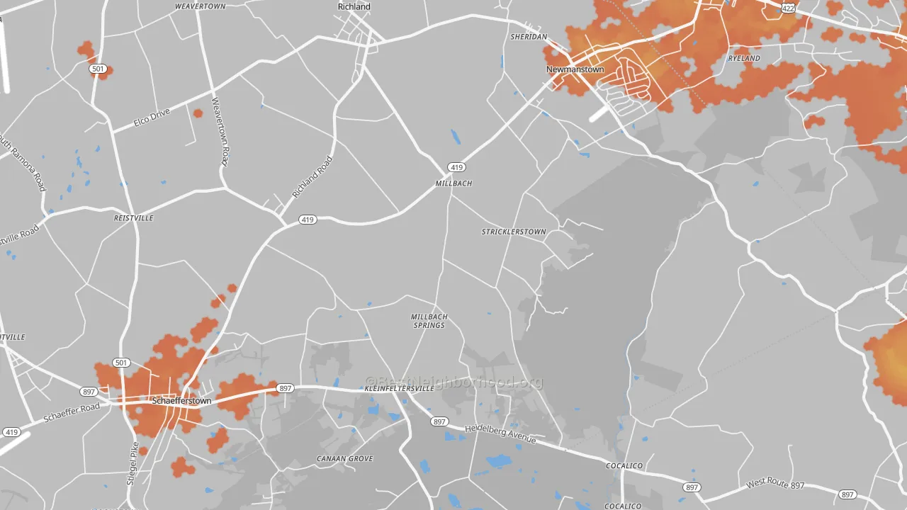 Bike Grade map of Newmanstown, PA