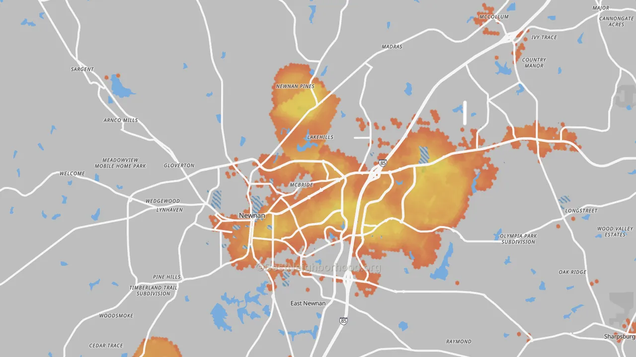 Bike Grade map of Newnan, GA