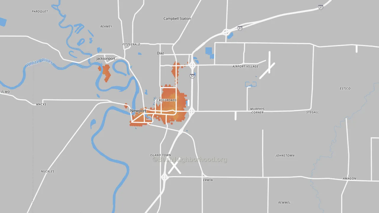 Bike Grade map of Newport, AR