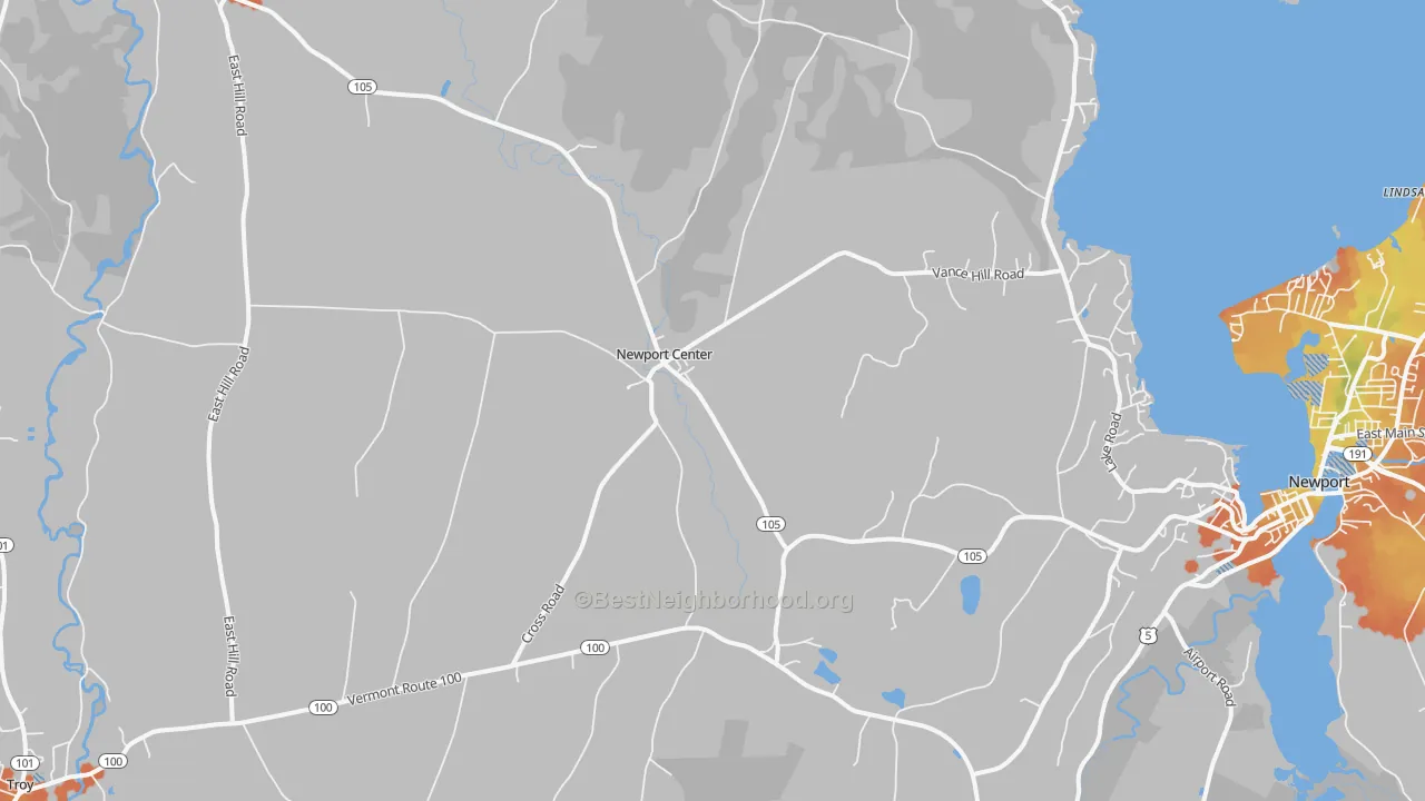 Bike Grade map of Newport Center, VT