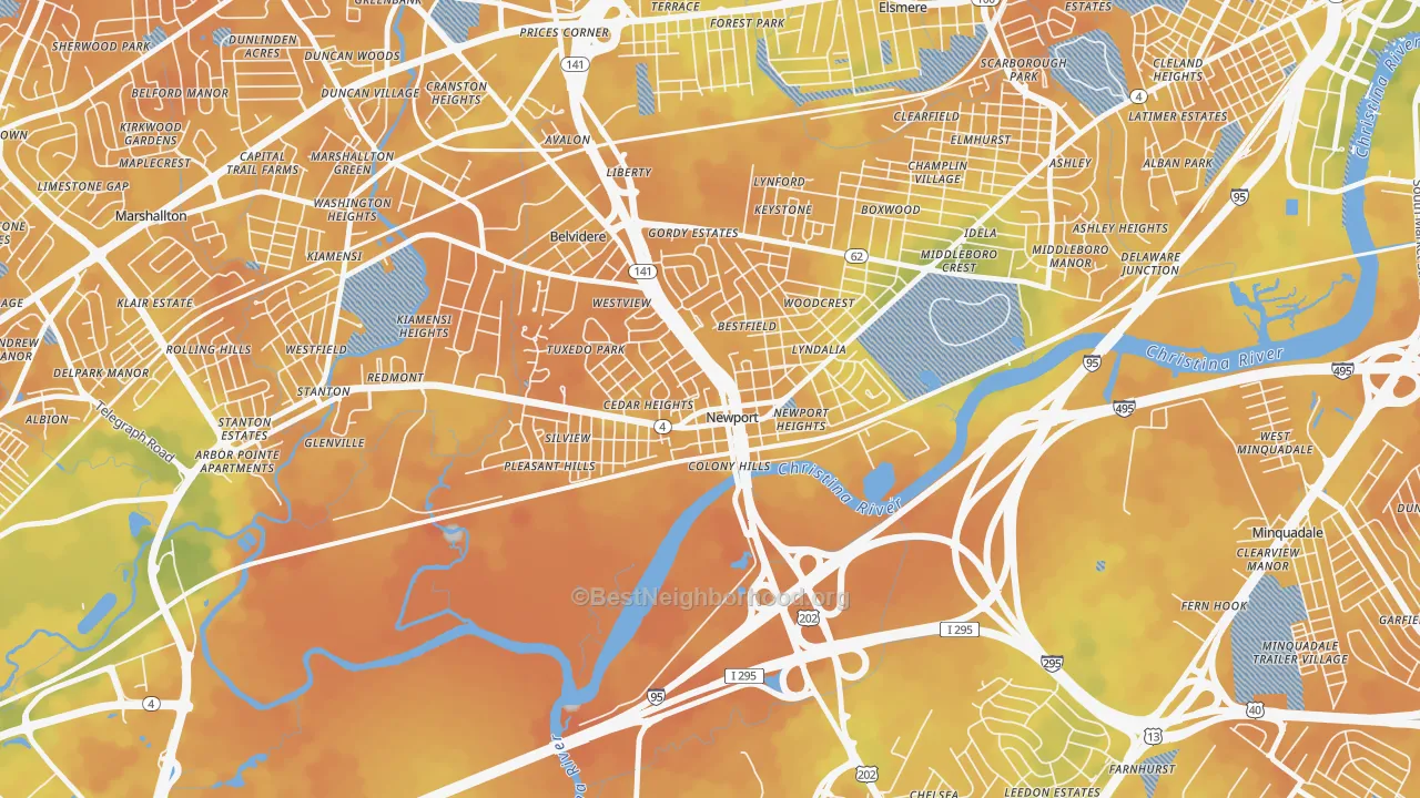 Bike Grade map of Newport, DE