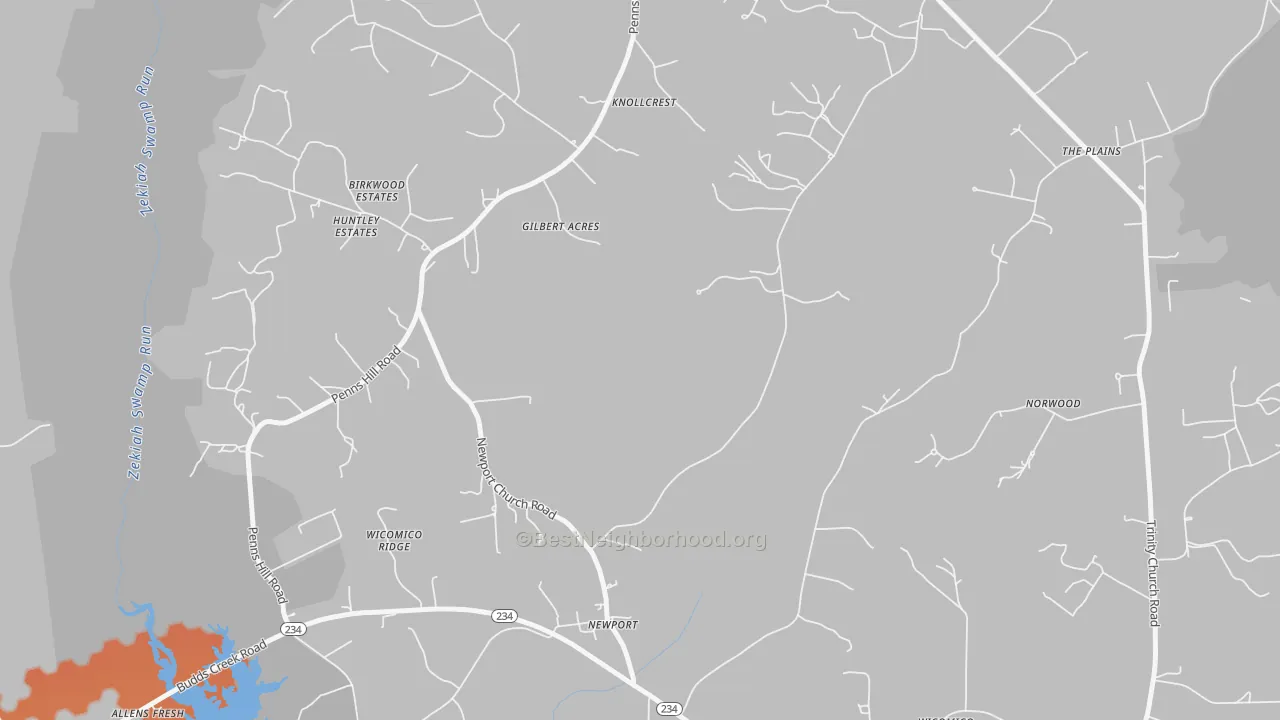 Bike Grade map of Newport, MD