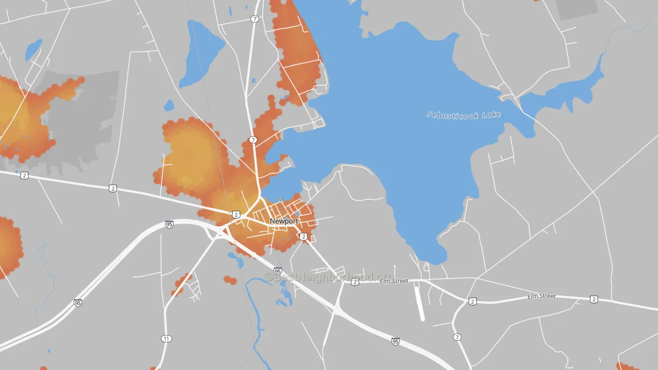 Bike Grade map of Newport, ME